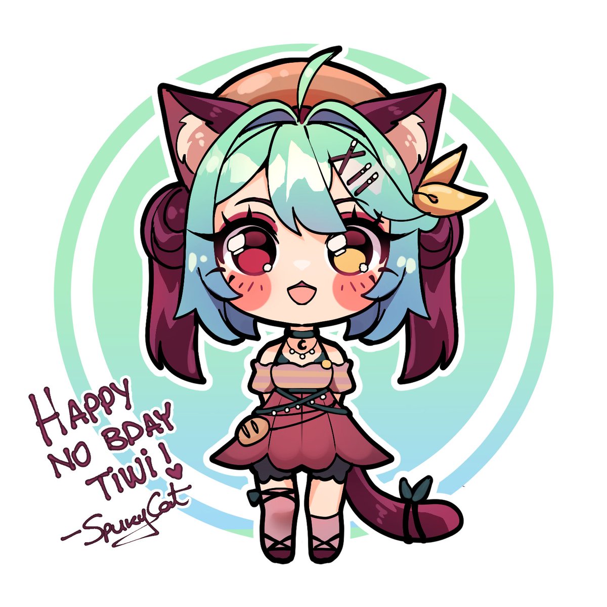 Spuky_Cat's tweet photo. Happy NO Bday Tiwi!💙💚 #tiwillust https://t.co/mjq1RjS7gF