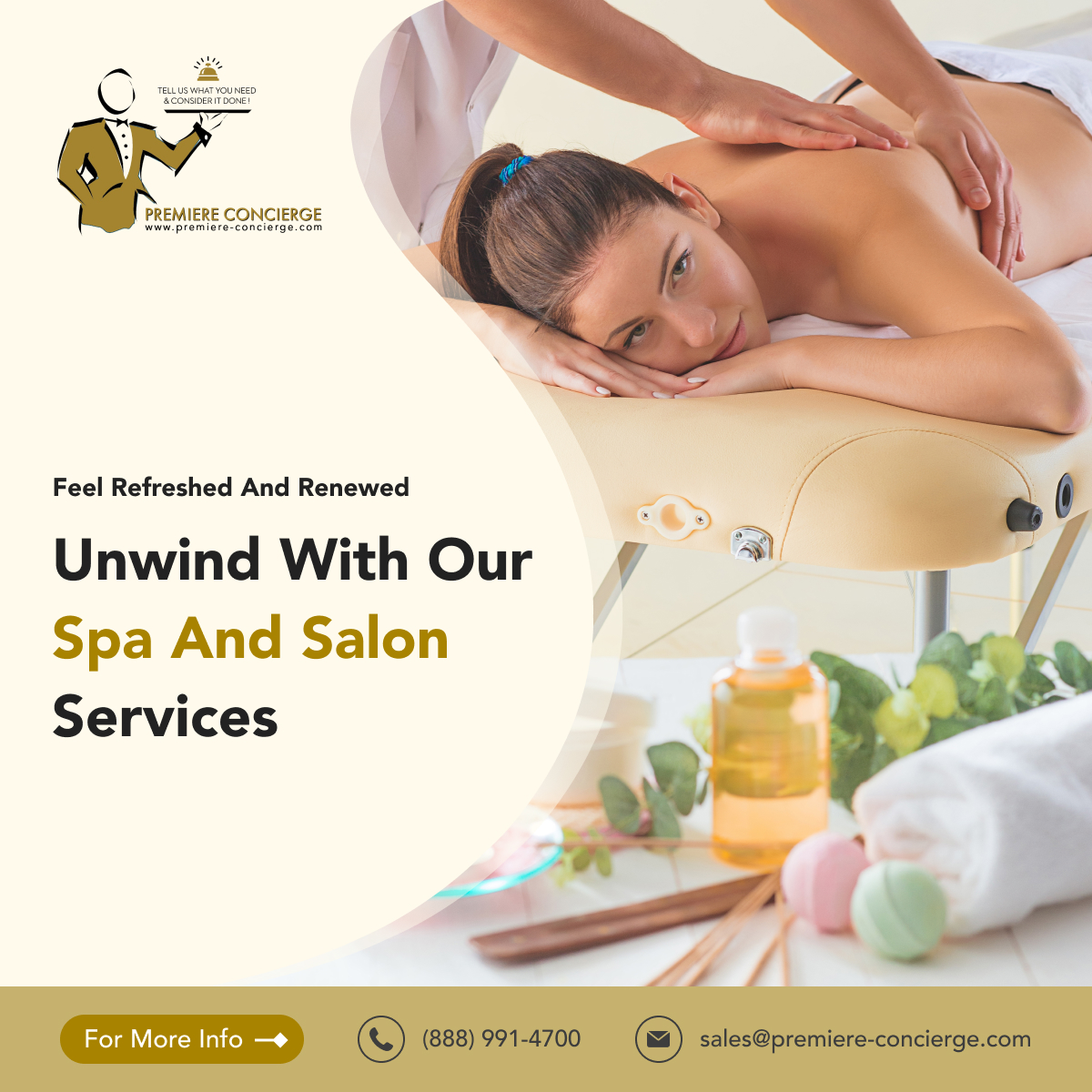 PremiereConcier's tweet photo. ✨ Pamper yourself with our expert spa and salon services. From massages to makeovers, we provide the ultimate in luxury and relaxation. ✨

📍Contact us today!
🌎 https://t.co/xi5OWRBbL5
📞 (888) 991-4700
.
.
.
#LuxurySpa  #PremiereConcierge https://t.co/ybDsGU64AX