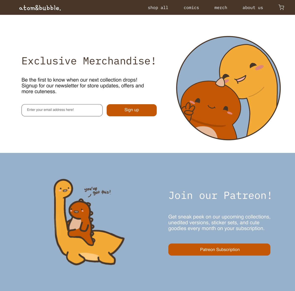 thiruppuu's tweet photo. 003/100 : Landing Page 
I created this landing page for a comics called Atom and Bubble which I created ( https://t.co/Pd8yDanRpV ) 
I’m excited to develop this further if I decide to make merch in the future. 😁♥️

#dailyui #100dayschallenge #100daysofUI https://t.co/Ni6fbGULPq