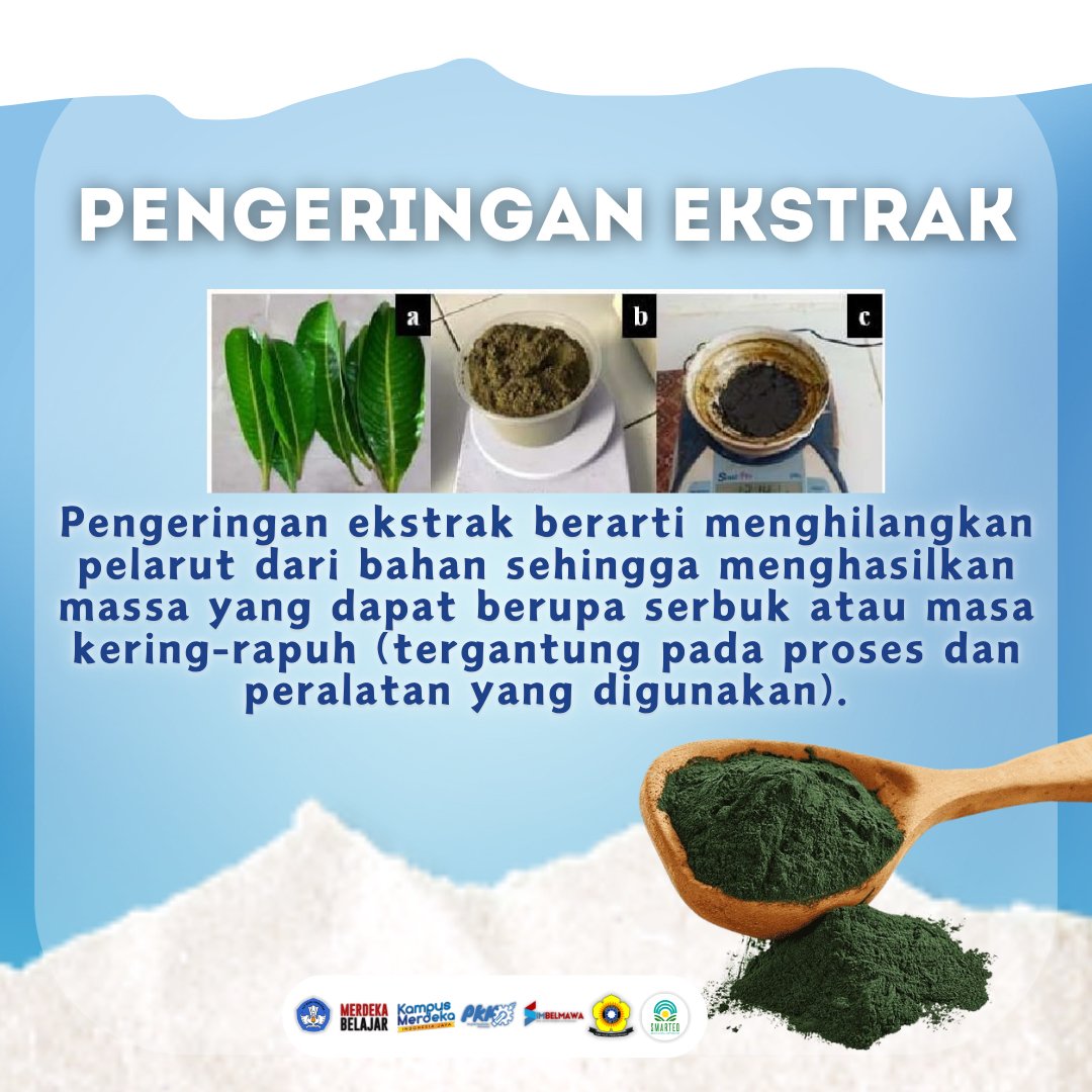 smartXexctrat28's tweet photo. [APA ITU EKSTRAK? ✨]

Halo, Smartzen! Apa kabarnya nih??
Kalian udah tau belum, apa itu ESKTRAK?

Esktrak adalah bahan baku obat alam yang dapat dibuat menjadi sediaan obat tradisional. 
Mari kenali lebih jauh tentang EKSTRAK dengan baca informasi yang ada di postingan https://t.co/IFVykPcx98