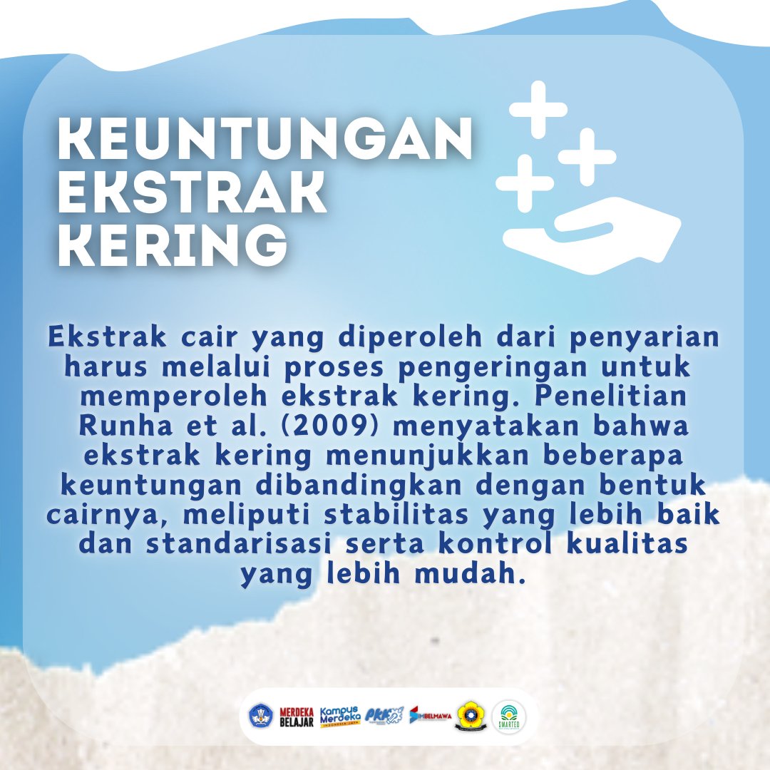 smartXexctrat28's tweet photo. [APA ITU EKSTRAK? ✨]

Halo, Smartzen! Apa kabarnya nih??
Kalian udah tau belum, apa itu ESKTRAK?

Esktrak adalah bahan baku obat alam yang dapat dibuat menjadi sediaan obat tradisional. 
Mari kenali lebih jauh tentang EKSTRAK dengan baca informasi yang ada di postingan https://t.co/IFVykPcx98