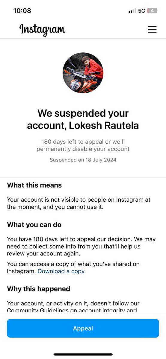 LOKESHRAUT_8's tweet photo. Hello Instagram Team,
My Instagram account with 1 million followers has been deactivated, however I was not against any policy of Instagram nor I have posted anything, please check my Instagram account again and activate my account.
Account Username Lokesh_rautela_8
@instagram https://t.co/OSKnlO6sKz