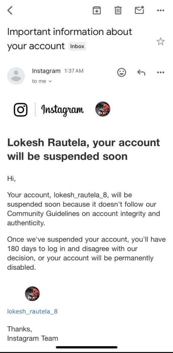 LOKESHRAUT_8's tweet photo. Hello Instagram Team,
My Instagram account with 1 million followers has been deactivated, however I was not against any policy of Instagram nor I have posted anything, please check my Instagram account again and activate my account.
Account Username Lokesh_rautela_8
@instagram https://t.co/OSKnlO6sKz