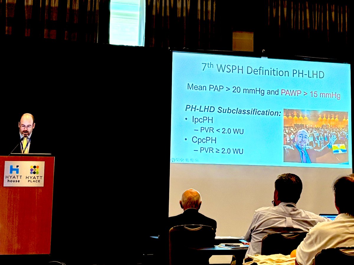 hvanspall's tweet photo. @RyanTedfordMD - fierce advocate of #ThePeoplesVentricle - sharing his expertise (&amp; selfies) in a fantastic talk on #PulmonaryHypertension at #CharlestonHFpEFConference.

Do you know the diagnostic criteria of #PAH &amp; pitfalls of #PAWP assessment? https://t.co/oL8UYwmf6Y