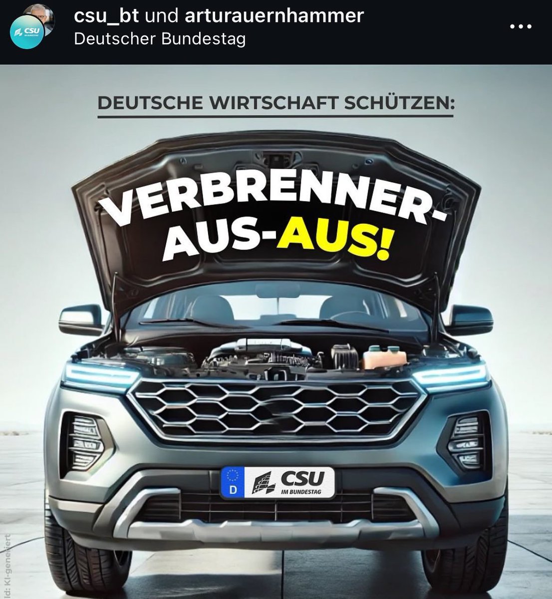Es ist an Ironie nicht zu überbieten, dass die Kampagne der Union gegen ein Verbrenner-Aus unter dem Motto "Deutsche Wirtschaft Schützen" läuft. Nichts schadet der 🇩🇪 Wirtschaft mehr, als den unweigerlichen Umstieg zur E-Mobilität künstlich hinauszuzögern. Denn der Antrieb der
