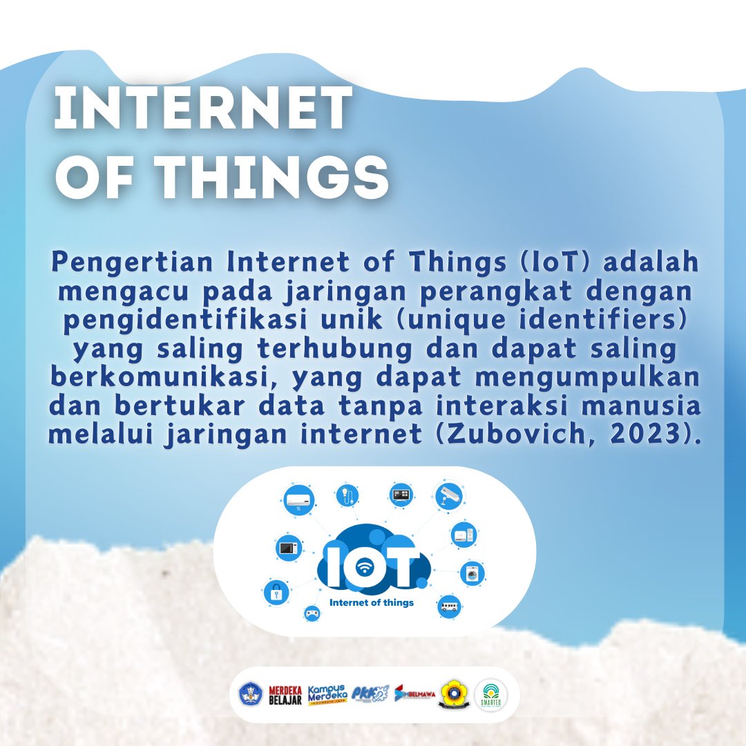 smartXexctrat28's tweet photo. [APA ITU IoT? ✨]

Halo, Smartzen! Apa kabarnya nih??
Kalian udah tau belum, apa itu IoT?

IoT (Internet of Things) adalah jaringan perangkat yang terhubung ke internet dan dapat saling berkomunikasi serta berbagi data secara otomatis. https://t.co/HWbpKFPRnn