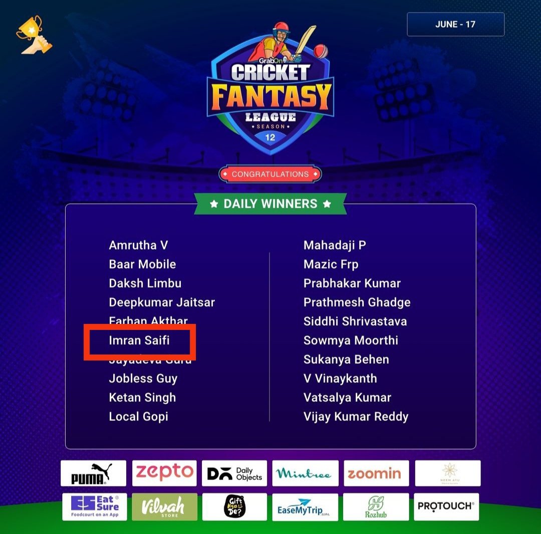 imransaifi97060's tweet image. @GrabOnIn 
My Voucher not received yet 😞 
You have wrote in description that you Will Send A Voucher in 4 days 
#GrabOn 
#cricketfantasy