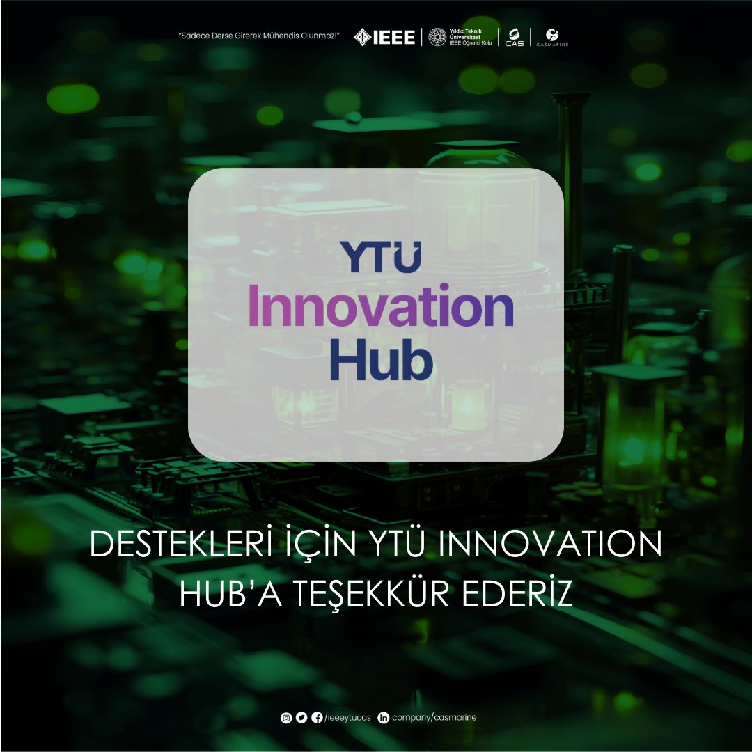 IEEE YTÜ CAS & CASMarine (@ieeeytucas) on Twitter photo Takımımıza sağladıkları malzeme ve üretim desteklerinden dolayı “Gümüş Sponsor”umuz değerli YTÜ Innovation Hub ailesine teşekkürlerimizi sunarız.
<a href="/ieeeytu/">IEEE YTÜ</a>
<a href="/YildizEdu/">Yıldız Teknik Üniversitesi</a>
<a href="/YtuInnovation/">YTU Innovation Hub</a> Takımımıza sağladıkları malzeme ve üretim desteklerinden dolayı “Gümüş Sponsor”umuz değerli YTÜ Innovation Hub ailesine teşekkürlerimizi sunarız.
<a href="/ieeeytu/">IEEE YTÜ</a>
<a href="/YildizEdu/">Yıldız Teknik Üniversitesi</a>
<a href="/YtuInnovation/">YTU Innovation Hub</a>