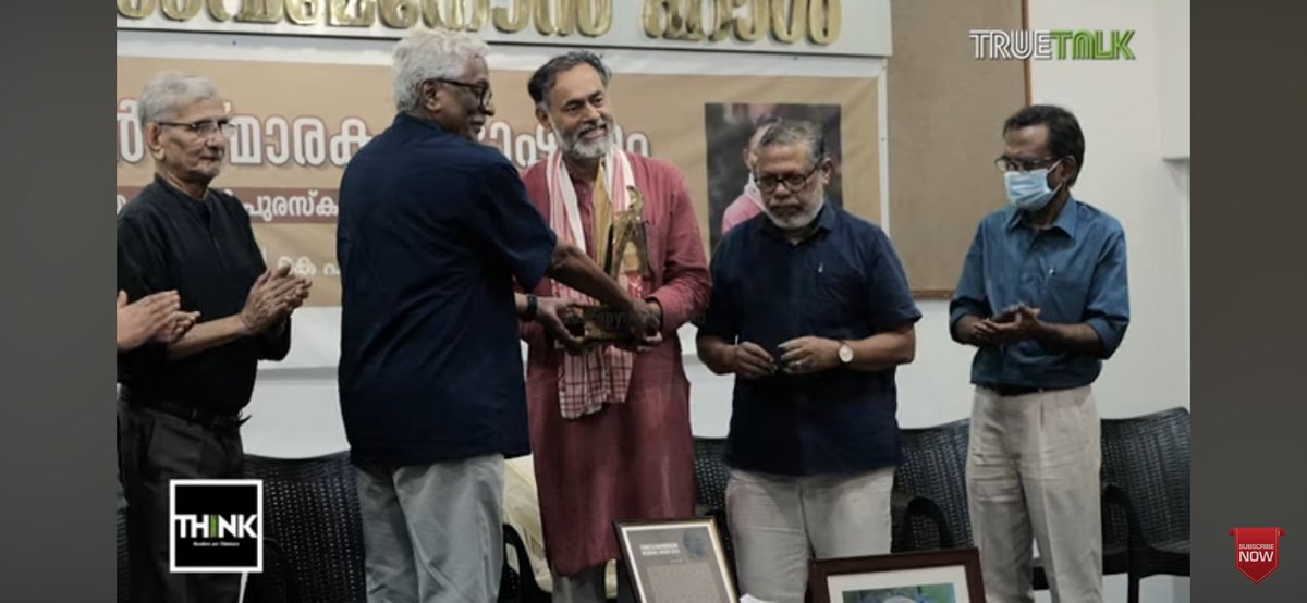 _YogendraYadav's tweet photo. Honoured to receive the Chinta Ravindran Award in Kozhikode today from the well known cartoonist E P Unny. Previous awardees include P. Sainath and Akaar Patel. 

Grateful to the jury and the Chintha Ravindran Foundation. https://t.co/Nfpu8ZIZAC