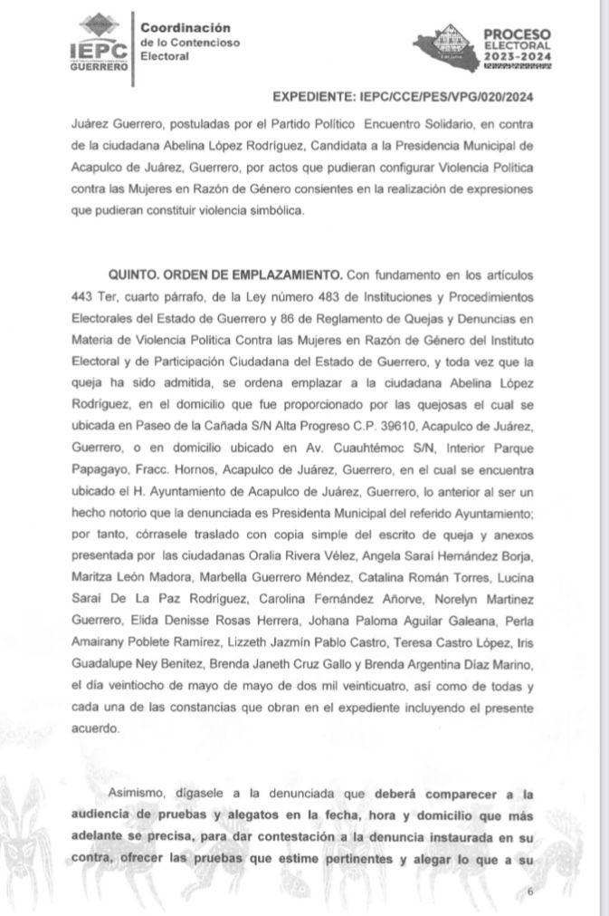 ramirosolorio's tweet photo. La alcaldesa de Morena en Acapulco @AbelinaLopezR debe comparecer.

Hace tres años Abelina denunció por violencia política de género a Ricardo Taja (que en paz descanse), el tribunal lo sancionó, ahora la denunciada por la misma razón es Abelina López Rodríguez, el órgano electoral admitió la denuncia y el próximo lunes 22 de julio deberá comparecer a la audiencia de pruebas y alegatos.
Es notorio que Abelina incurrió en violencia política de género, con toda seguridad será sancionada, deberá pagar una multa, deberá recibir cursos y será inscrita en el Registro de Personas Sancionadas por Violencia Política de Género.

La ley sí es la ley.

#𝗦𝗼𝘆𝗧𝘂𝗕𝗿𝗼𝘁𝗵𝗲𝗿 y #𝗦𝗼𝗺𝗼𝘀𝗔𝗰𝗮𝗽𝘂𝗹𝗰𝗼