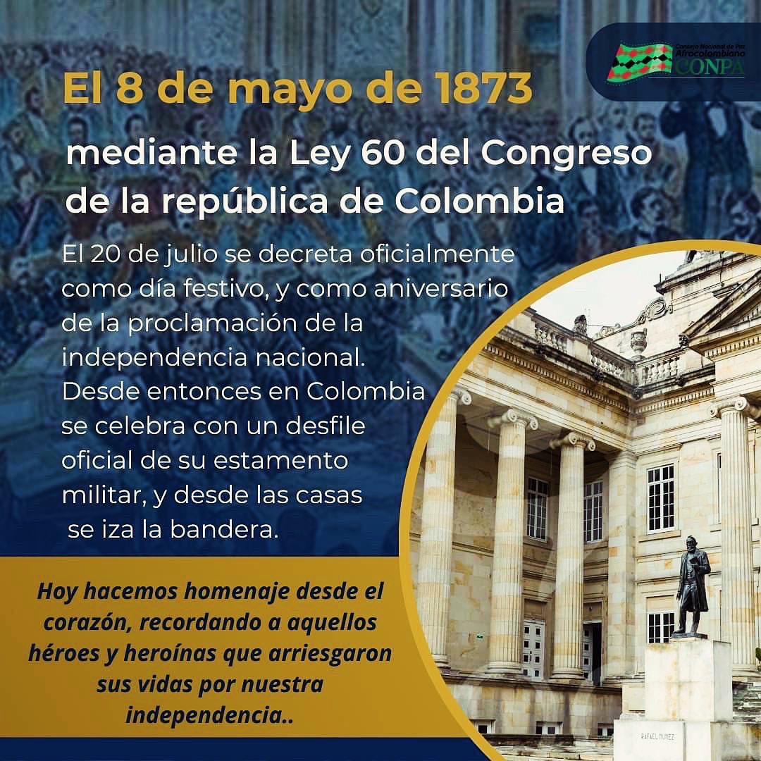 Conpa_paz's tweet photo. 🙌🏾🇨🇴#CONPA || 20 de julio Día de la independencia de Colombia.
Hoy homenajeados a las mujeres y hombres, negros, indígenas, campesinos y mestizos que se unieron para construir una nueva historia para nuestro país, a esos héroes y heroínas que dieron su vida por Colombia.🇨🇴🙌🏾✨ https://t.co/FdCXC3kigD