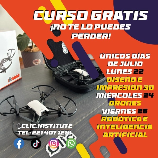 ClicInstitute's tweet photo. ⚠️ Atención ⚠️
🛑 Por única ocasión aprende estos temas totalmente gratis 🛑
📱Diseño e 🖨️ Impresión 3D 
🚡 Uso y programación de Drone 
🤖 Robótica e 👽 Inteligencia Artificial

#CursoDeVerano2024 #VeranoEnCLIC https://t.co/ptRDvKBgC1