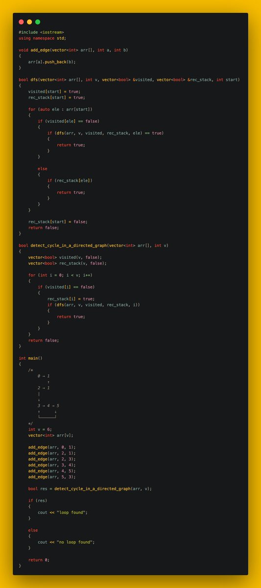 gincode18's tweet image. 🚀 Day 35 of #100DaysOfCode!

🔍 Delved into graph algorithms:
🔄 Implemented Breadth-First Search (BFS).
🔍 Mastered Depth-First Search (DFS).
📏 Found Shortest Path in an Unweighted Graph.
🔗 Detected Cycle in an Undirected Graph.
➡️ Detected Cycle in a Directed Graph.

💪#DSA