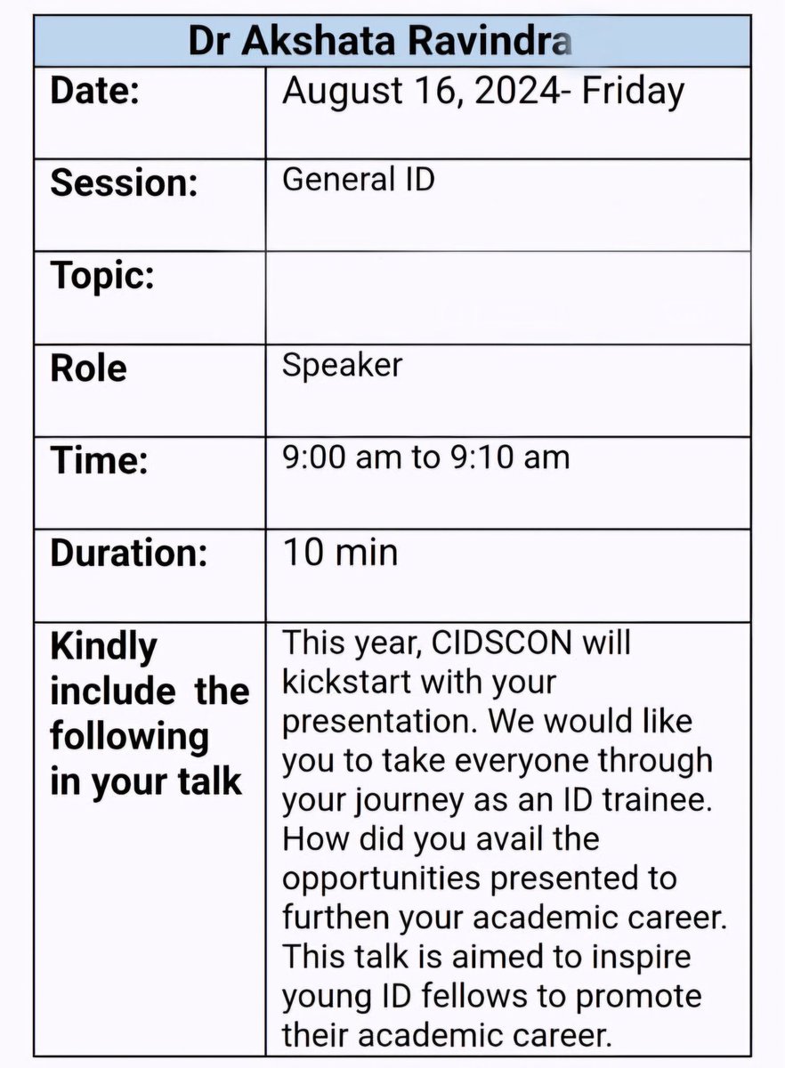 Join me at #CIDSCON2024 as I share my journey as an ID Resident!
When: 16th August - 9am
From opportunities explored to invaluable experiences gained, it's been an incredible ride. Don’t miss out!
<a href="/CidsIndia/">CIDS India</a>
#InfectiousDiseases #MedicalJourney #Networking