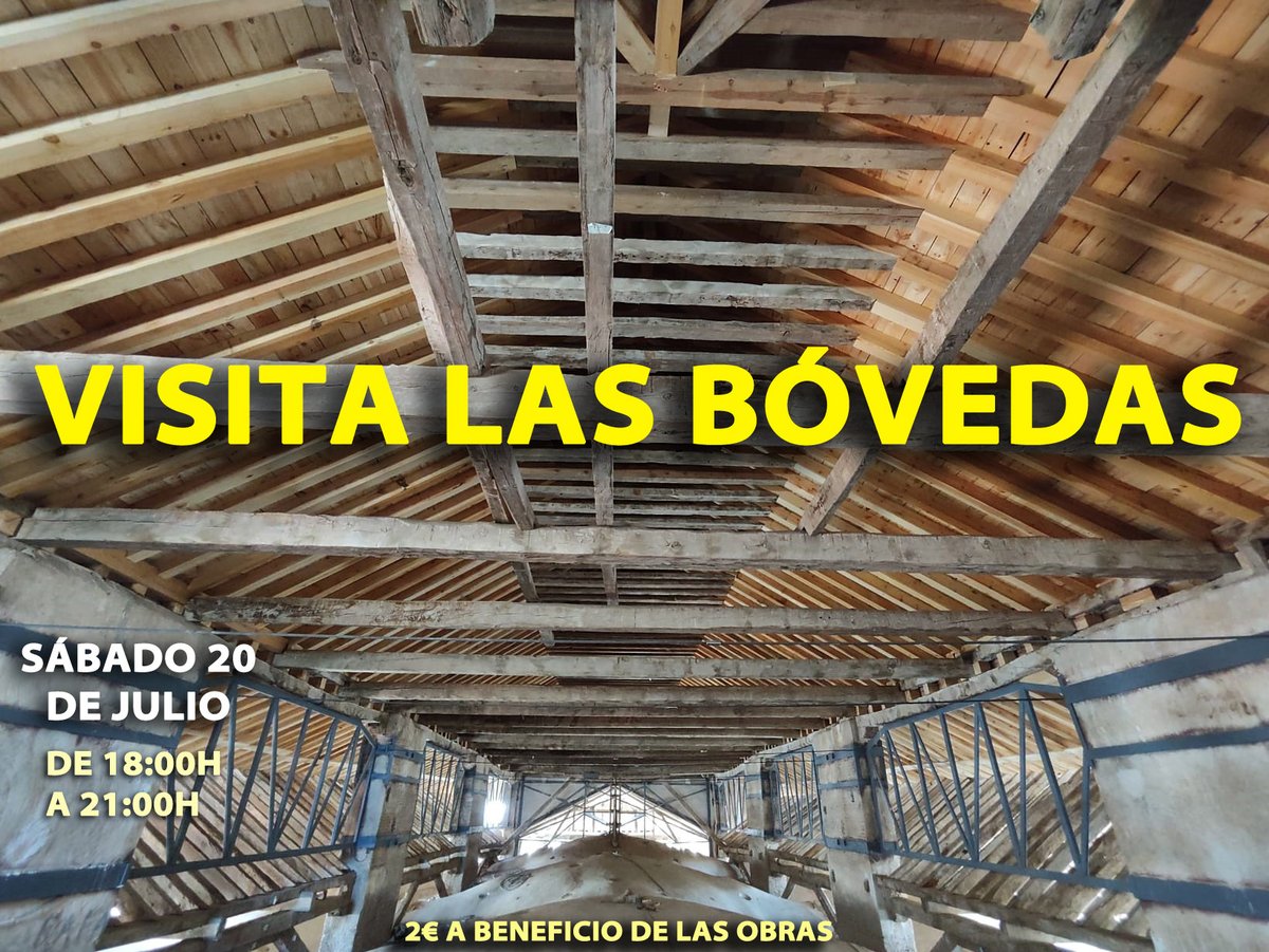 Comienzan las visitas a las bóvedas rehabilitadas de la Colegiata de #Yepes en este sábado 20 de julio, hasta las 21:00h puedes subir 
Entrada de 2€ a beneficio de las obras 
Gracias a todos!!