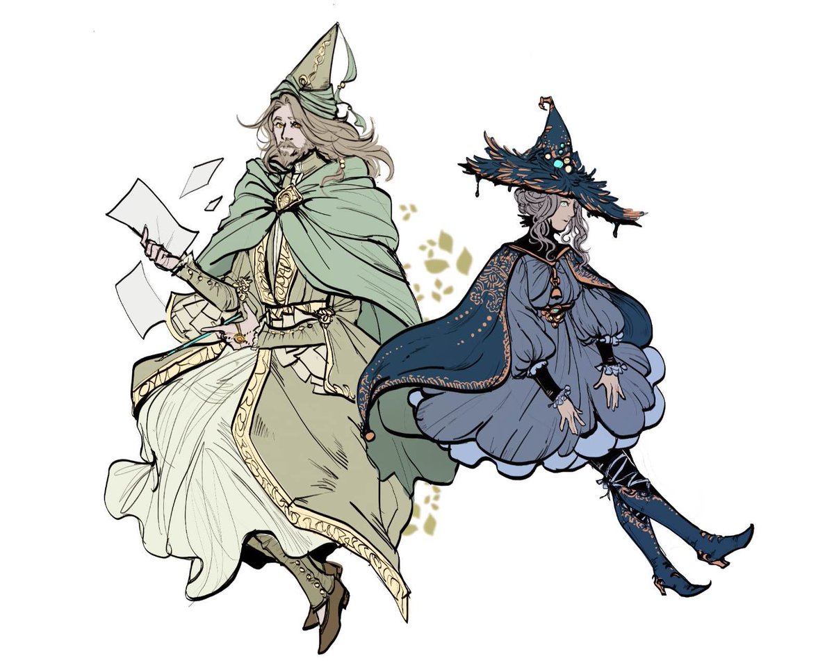 elleybug's tweet photo. Witch hat Atelier oc 
Hark &amp; Raellan
#WHA_OC #Δ帽子 https://t.co/hUQpvol3aQ