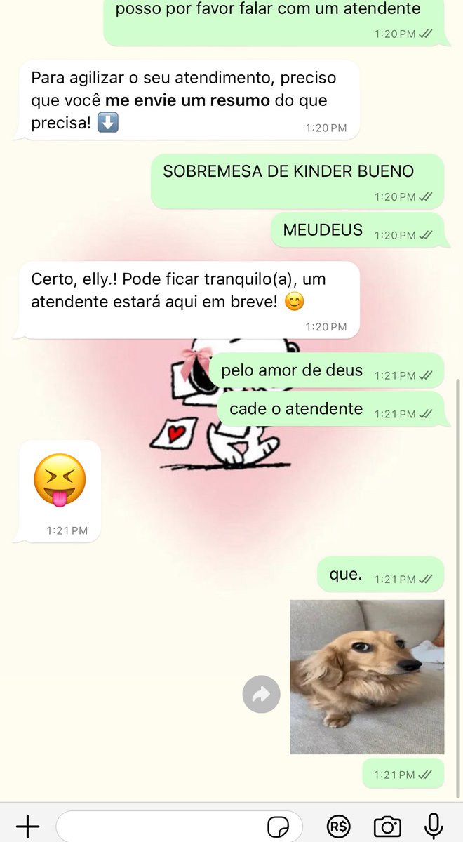 porndenji's tweet photo. saudades de quando os atendimentos eram feitos por seres humanos eu so queria minha sobremesa de kinder bueno.......... https://t.co/bIna5sC5E9