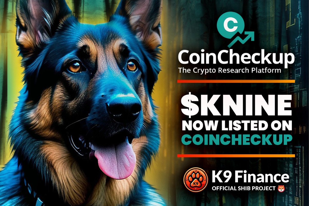 K9finance's tweet photo. 🚨Integration Alert🚨

$KNINE is now listed on @CoinCheckup 🐶

WOOF https://t.co/XGRl8HdHuc