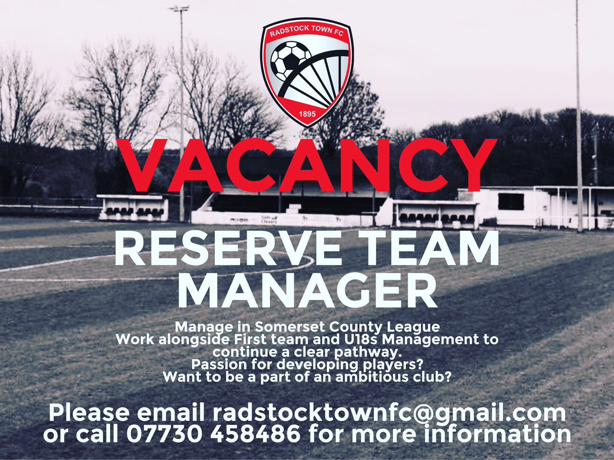 We are looking for a new RESERVE TEAM MANAGER to come and work with our established group of players. 
Please contact our chairman <a href="/siwilkinson12/">Simon Wilkinson</a> for more information or call 07730458486

<a href="/somersetcfl/">Somerset County FL</a> <a href="/SomersetFA/">Somerset FA</a> <a href="/swsportsnews/">South West Sports News</a>