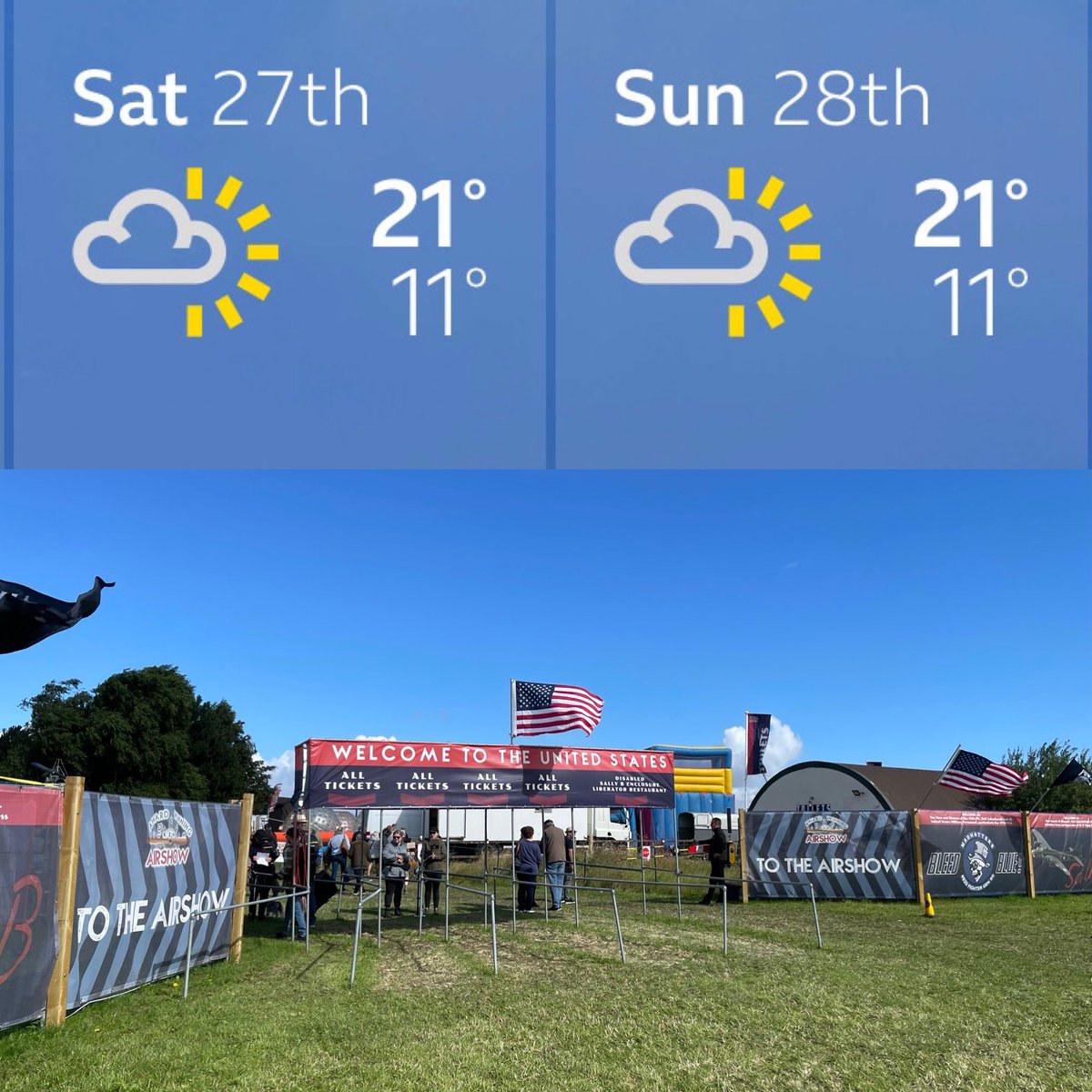 OldBuckAirshow's tweet photo. πβοΈ Hey Airshow Fans! We need your help to keep the skies clear next weekend! π€οΈ Do your best sun dances every night and share your moves with #SunDanceForTheAirshow. Letβs dance those clouds away! βοΈπΊπ #AirshowMagic #ClearSkiesAhead https://t.co/pPM8oTfLUZ
