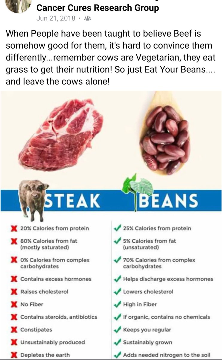 SoRandom67's tweet photo. This is what’s on every cancer Facebook group. I want to say, “yes but cows have 4 stomach” but they attack me. https://t.co/HX2I03rreH