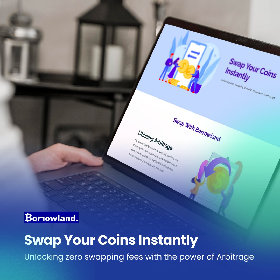 borrowland_org's tweet photo. We're excited to announce that our unique Arbitrage Swap feature is now registered in Canada and will soon be available globally! 🎉

This sets us apart by offering the lowest fees on swaps between major coins. Sign up on our website to test these features. https://t.co/bKkIaVbJ0y