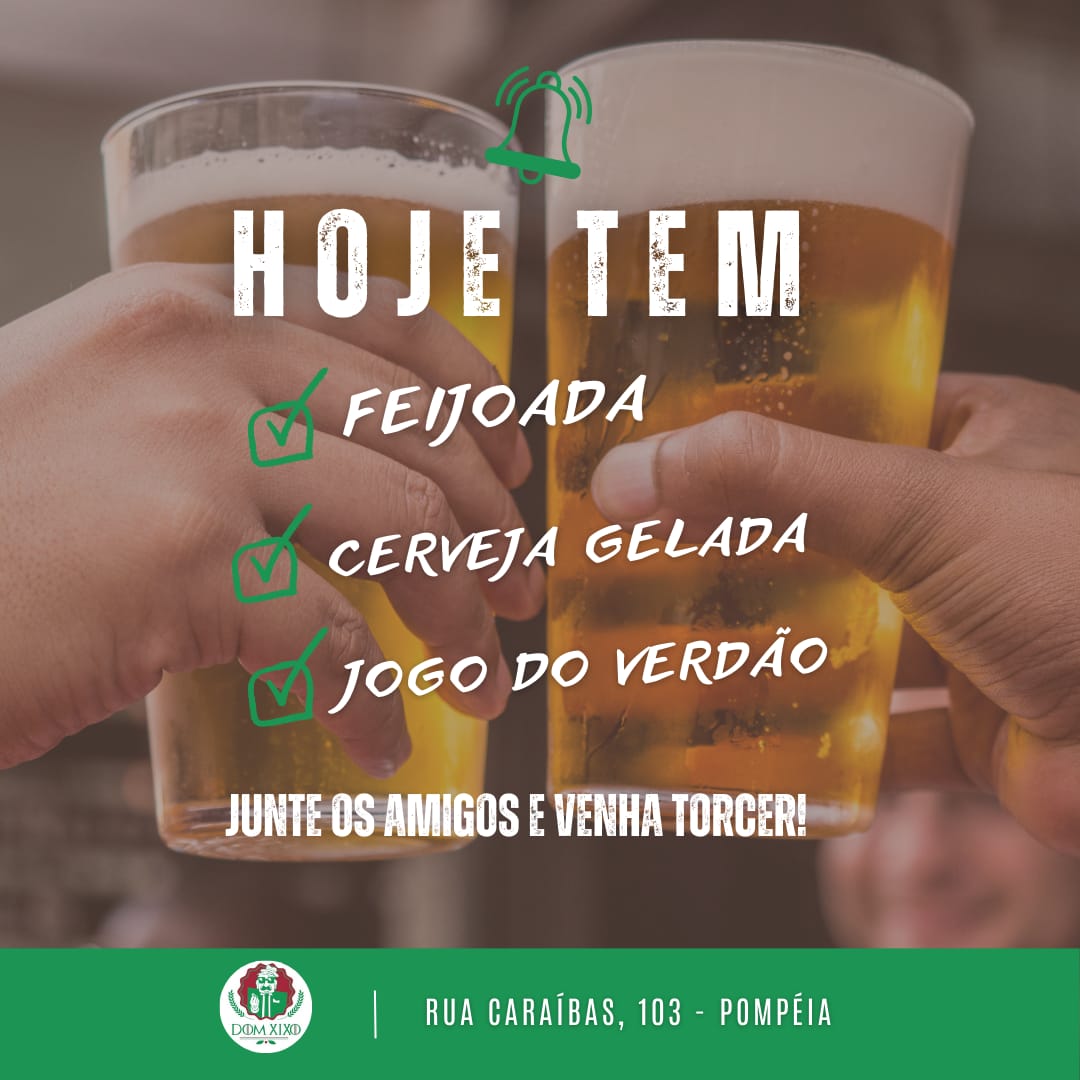 DomXixo's tweet photo. Hoje é o Dia do Amigo e o Xixo tem a programação perfeita você:
✅ Buffet completo de feijoada até 17h por apenas R$49,90 por pessoa
✅ Cerveja gelada
✅ Esquenta pro jogo do Verdão

🕢 A partir de 12h
📍Rua Caraíbas, 103 - Pompéia
📞 (11) 95130-3948

#VemProXixo #DomXixo https://t.co/mMVOeLZnGc