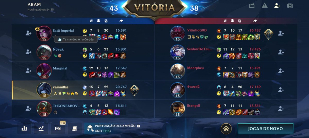 ⠀⠀
meu primeiro mvp no aram. 🙌