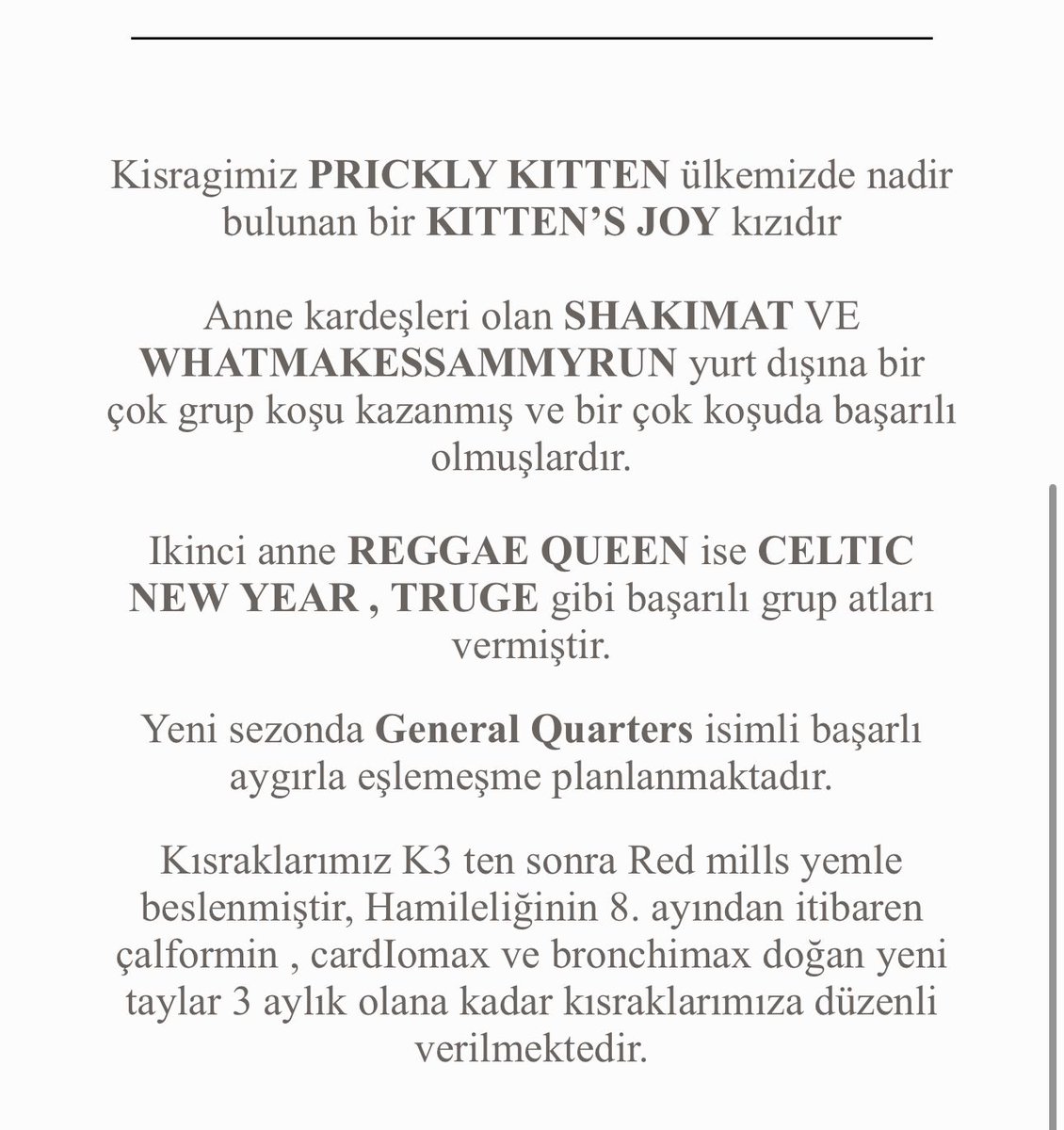 MetinMfg's tweet photo. PRICKLY KITTEN
#KITTENSJOY (USA)
REGGAE ROSE (USA) / TOUCH GOLD (USA)
#General quarters gebesi
220 bin tl #varmitalip #İdmanda #KoşanAtlar #TercihliKısraklar #GebeKısraklar #ArapTaylar #İngilizTaylar #Yearling #ArabianHorses #Stallion 05362458068
@varmitalip @AtcilikKtp @yamanstud3385 @inan7602