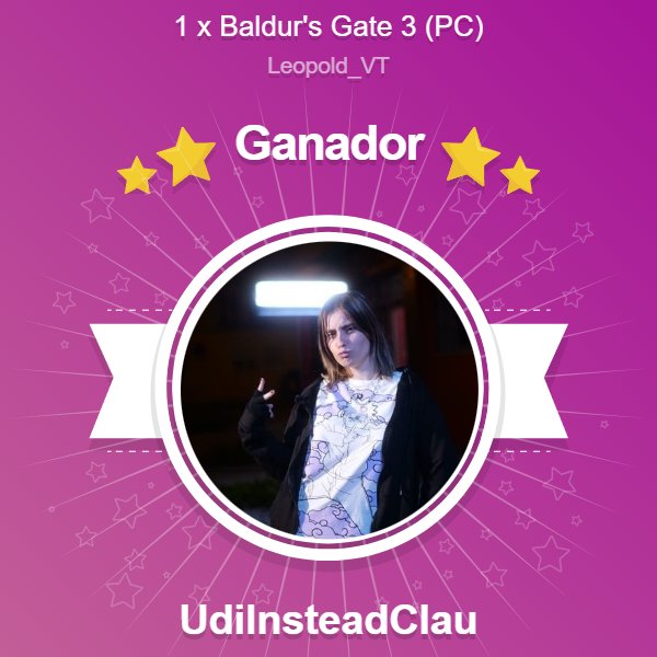 🎉 TENEMOS GANADORA

🏆 ¡Enhorabuena <a href="/UdiInsteadClau/">ClaUDIa</a>!

🩵 Gracias al resto por participar, en breve os daré noticias sobre el debut.