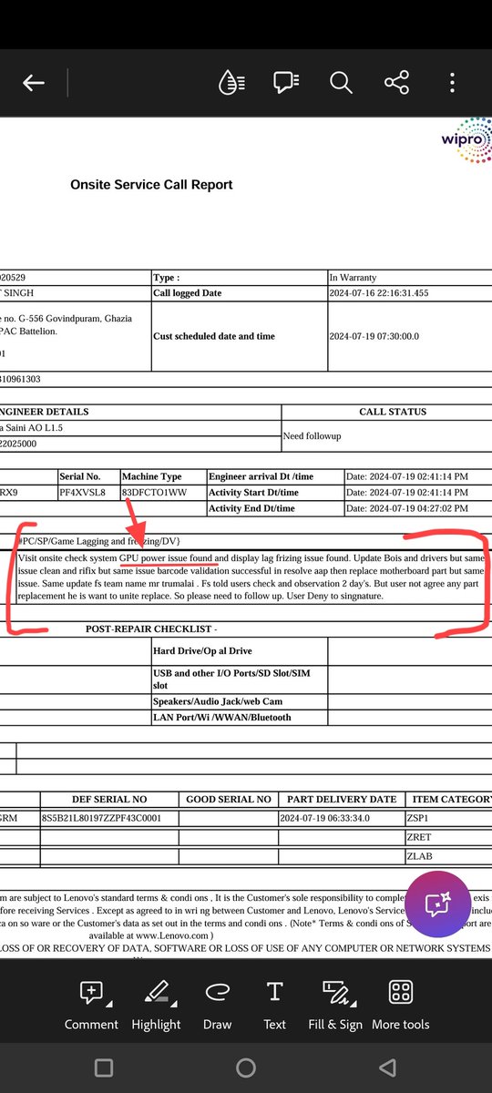 NatureValley92's tweet photo. @LenovoSupport I have checked E-Report. It's The Engineer Fault Because He Wrote The Wrong Report Title. SO, DON'T BLAME ME. That's why you're saying Game Lagging.  Check The Statement Also
Kindly Check Why My Motherboard Replaced On 19th July 2024 Because Of GPU POWER And GPU UNDERPERFORMANCE. https://t.co/oB4dQFCS1D