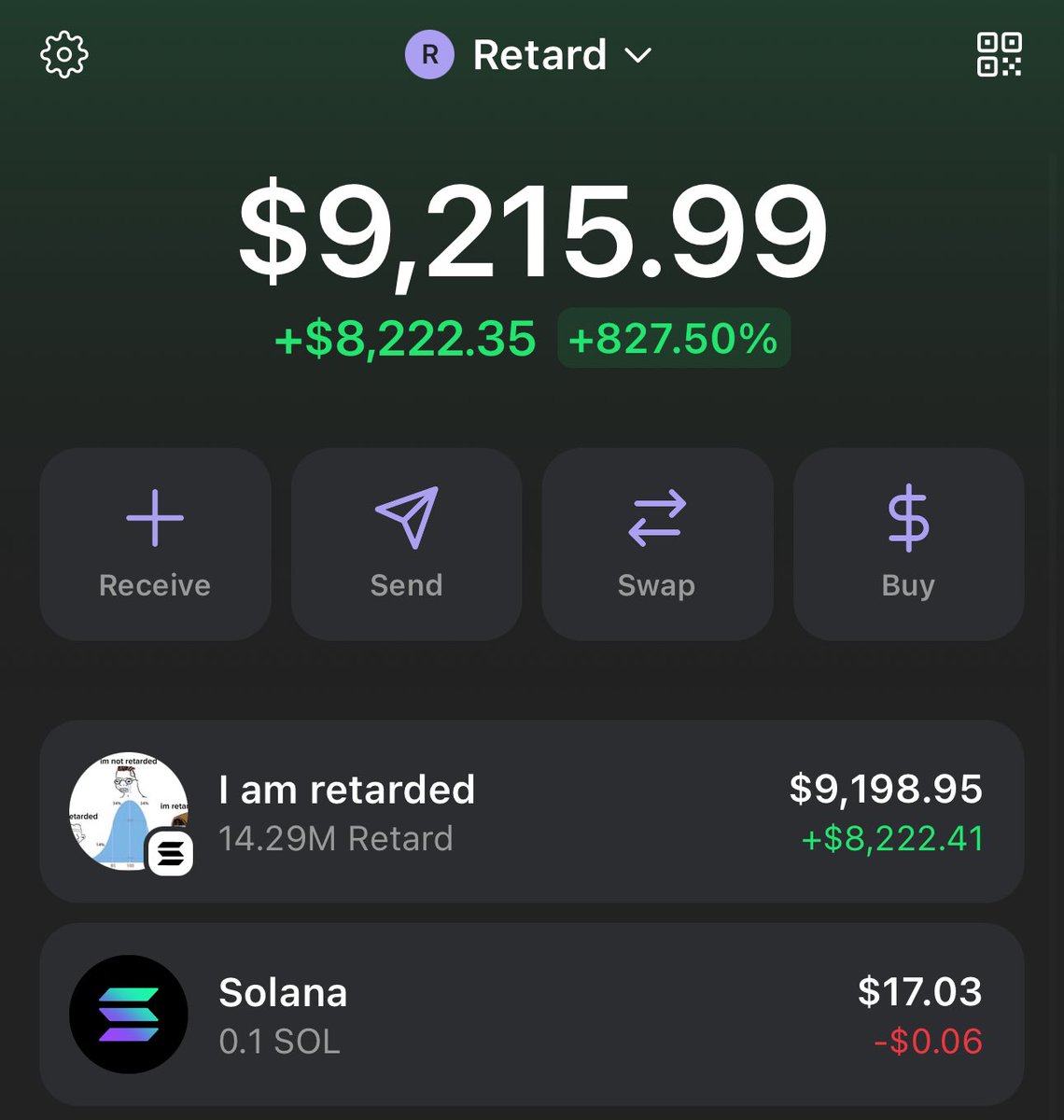 _jahxd's tweet photo. I CAN’T BELIEVE IT 😭

$90 > $9,000 AT 16 Y/O

Just hit my biggest home-run (100x) by simply being a $RETARD 🤡 

HOLDING THIS SHIT - $1M OR $0 

@wojak Changed my life 🗣️

Forever grateful to the trenches. https://t.co/TddOOy18OQ
