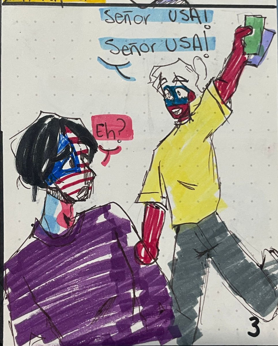 sol_hansel's tweet photo. A este cap se unen: USA, Méx Centro y ONU :0
🫐
Este está un poco más largo, espero les guste, lo coloreé muy feo pero es que casi no tengo tiempo pipipipi, contexto rápido y disfruten    ↻  &amp;  ♡︎
🫐
@week_country 
#rusmexweek #rusmexweek2024 #saverusmex #CountryHumans https://t.co/QuV2TXGirP