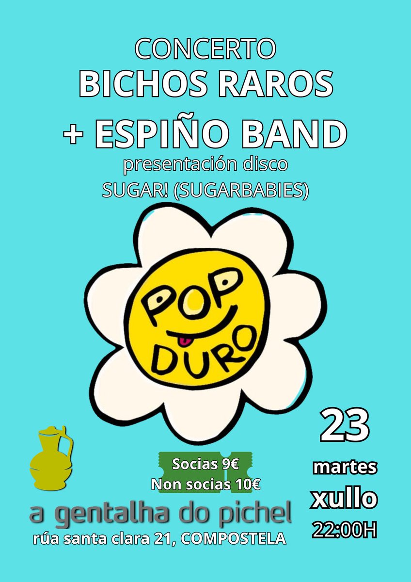 O excéntrico e polifacético Sugar Paqui contratou á Espiño Band para gravar o disco SUGAR! coma grupo de acompañamento. Chamounos BICHOS RAROS/SUGARBABIES, e así presentaremos as novas cancións o 23X na <a href="/CSPichel/">a gentalha do pichel</a> en 2 pases: 1. Temas de ESPIÑO BAND 2. Temas de SUGAR PAQUI.