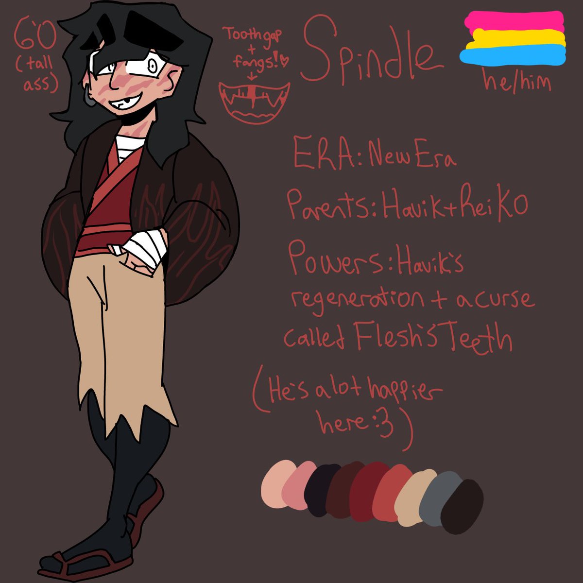 draws_bug98965's tweet photo. Showing off my MK1 fan kids, plus a redone Spindle ref! Nanami is my Johnshi fankid, Blue is my windwolf yuri child, and spindle is spindle :3 
#mk1 #mkoc #SpindleKontent #fankid #BugDraws https://t.co/IoQAnkSTlq