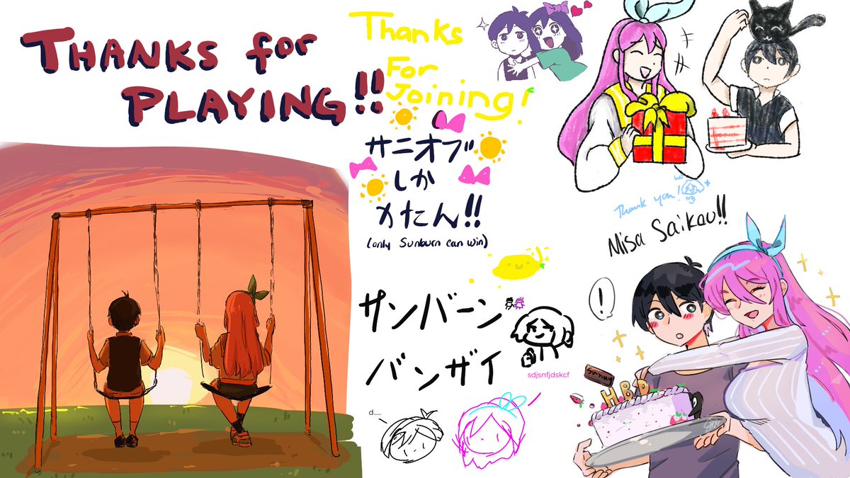 dendenmushi1064's tweet photo. We had a 24hr whiteboard event for Sunny's birthday over on the Sunburn Central discord channel!
Some folks from the Japanese サニオブの森 server also came~
It was so much fun to draw with everyone!! 
Now our nonsense will be forever immortalized on X (twitter)🥹
#omorisunburn https://t.co/OASxP5fcMZ
