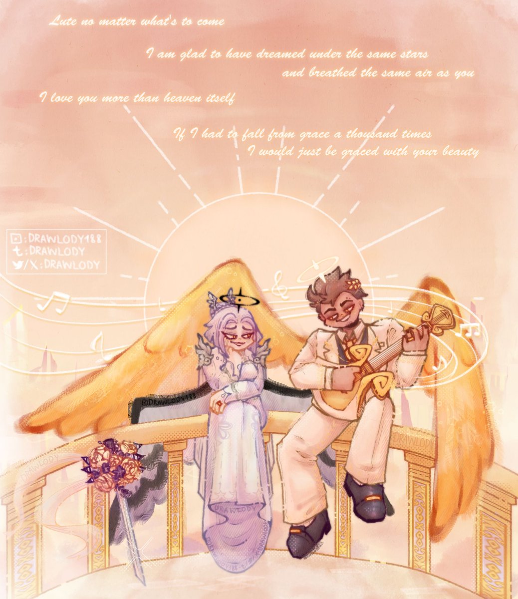 Drawlody's tweet photo. Guitarspear week day 7: WEDDING ♡♡
#HazbinHotel #HazbinHotelAdam #HazbinHotelLute #guitarspear #guardrock #adamxlute #HazbinHotelFanart https://t.co/X88hLq28xO