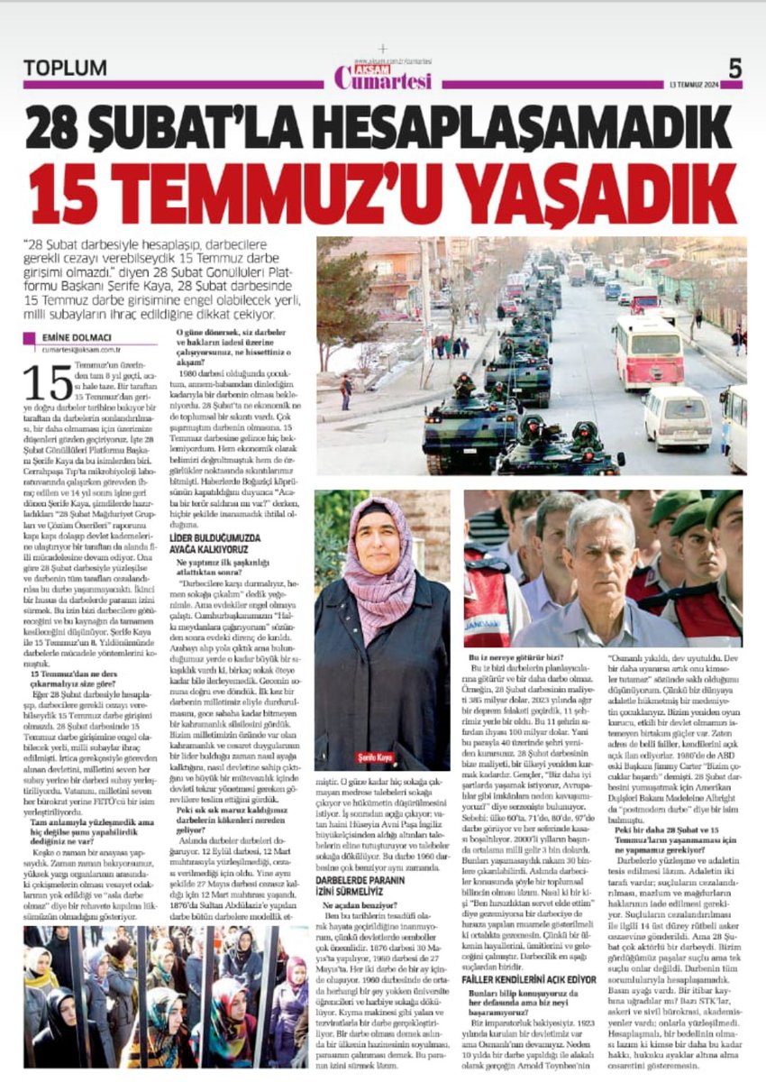 28subatgonullu's tweet photo. 28 ŞUBAT'LA HESAPLAŞAMADIK 15 TEMMUZ'U YAŞADIK
@hikmetgenc @omerozkok @eminpazarci @RTErdogan https://t.co/3Uo8CXTiZt