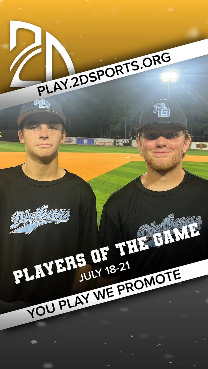 ⭐️Players of the Game⭐️

Dirtbags 16u(<a href="/_thedirtbags/">Dirtbags Baseball</a>)
#11 Cameron Webb(<a href="/Cameron43913321/">Cameron Webb</a>): 4.0 IP 3 H 2 ER 3 K’s 1-2 

NESHOBA CENTRAL HIGH |2027| PA
#13 Tanner Walsworth: 2-3 3 RBI’s 1.0 IP 1 K
Leake Academy |2027| MS
#uncommitted #2DHitting #2D2027
