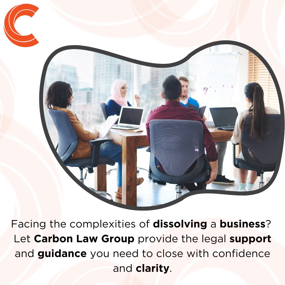 CarbonLawGroup's tweet image. Facing the complexities of dissolving a business? Let Carbon Law Group provide the legal support and guidance you need to close with confidence and clarity.

#BusinessDissolution #LegalSupport