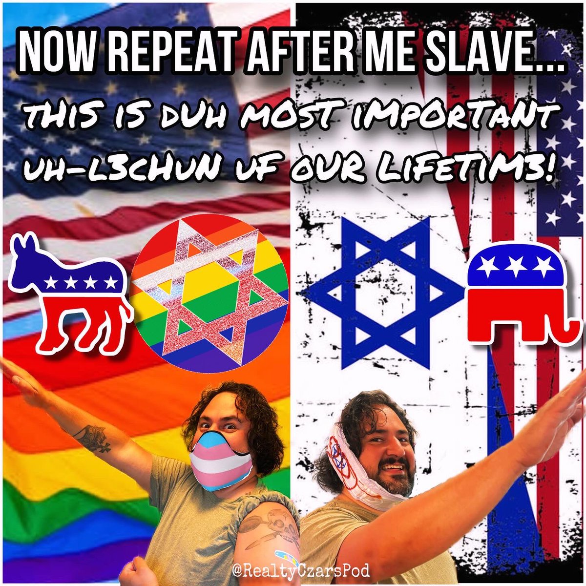 RealityCzarsPod's tweet photo. Which will you choose? Coke or Pepsi? Do you want pride flags or Stars and Stripes on your bombs? #slaves #democracy #vote #votehard #voteharder #oligarchy https://t.co/QULCpwI3hh