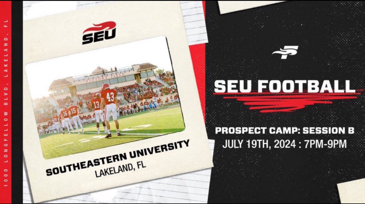 aj_staples7's tweet photo. Great night at @SEUFireFootball Camp 

Grateful for the opportunity to go out showcase myself and 
compete ! @CoachJones05 @coachcanales @coachkstrong @Coach_Waugh @coachkhalilp @CoachHenry15 | @MDCanes19 @hutch_coach @BankrollMarkham https://t.co/QgWFLuzYjn