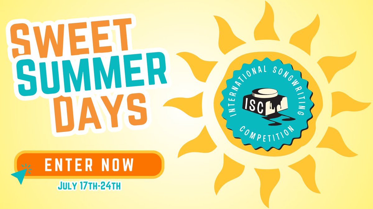 intlsongcomp's tweet photo. Sweet Summer Days is happening now! Enter your music to our 2024 competition this week for the chance to win extra prizes!  Enter at https://t.co/rjxr5otAgy
#Sweetsummerdays #prizes #ISC2024 #music #singersongwriter #enternow #songwriting #songwriter https://t.co/LdFX4HOnkq