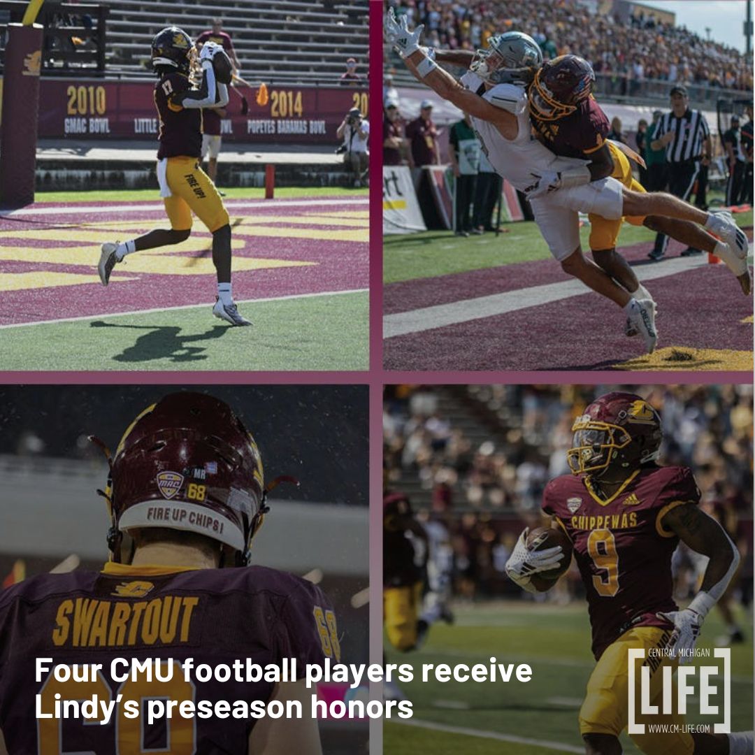 CMLIFE's tweet photo. ICYMI: As Central Michigan Football gears up for the 2024 season, four Chippewas earned Lindy's preseason All-American Conference team nods.
✍🏻 Kaia Zimmerman
https://t.co/HaHV5af71b
#cmlife #cmu #cmich #fireup #football #allMAC #teams #honors https://t.co/TRWm8HSJ5p