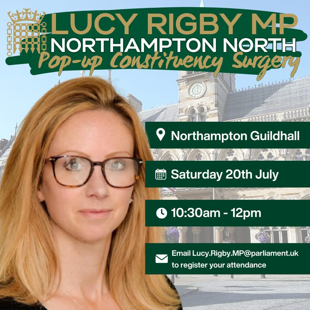 My first advice surgery today was heavily over-subscribed &amp; I’m sorry not to be able to see everyone that asked to attend. We will be posting a timetable for further surgeries shortly &amp; in the meantime, please send urgent queries to lucy.rigby.mp@parliament.uk 📧