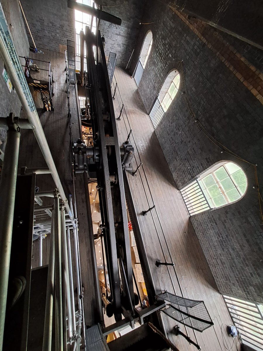 At #SandfieldsPumpingStation our lighting project is underway (thanks to Garfield Weston Foundation #WestonFdn for additional funding) we have scaffolding on the beam floor &amp; a more unusual view of things as the old lights are dismantled. #LichfieldCity #BoostLichfield
