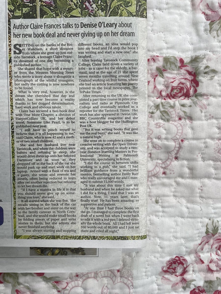 cfauthor's tweet photo. Nearly 30 years ago, The Western Morning News wrote an article about me. It was all about how I wanted to be an author one day…nearly 30 years later, this happened! Thank you, @Dollery50 for this very special article! 💛🌷💛 https://t.co/q10rAex1Rt