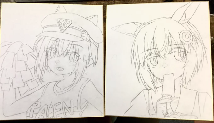 色紙の下書き2枚分 