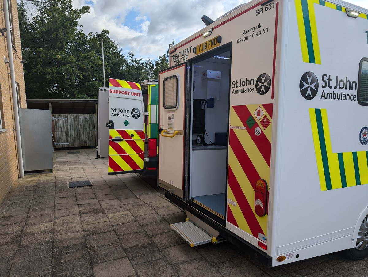 BrandonAlden8's tweet photo. Prepping for Norwich NTE this evening with @Harrison_Neave! The vehicles have been checked, cleaned, stocked, and ready to go! 

@SJANorfolk @stjohnambulance https://t.co/MhlYqfV1Ij