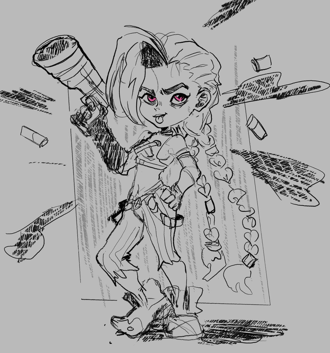 #sketching! It’s been awhile since I drew something! Random character + #jinx can’t wait for arcane 2!!